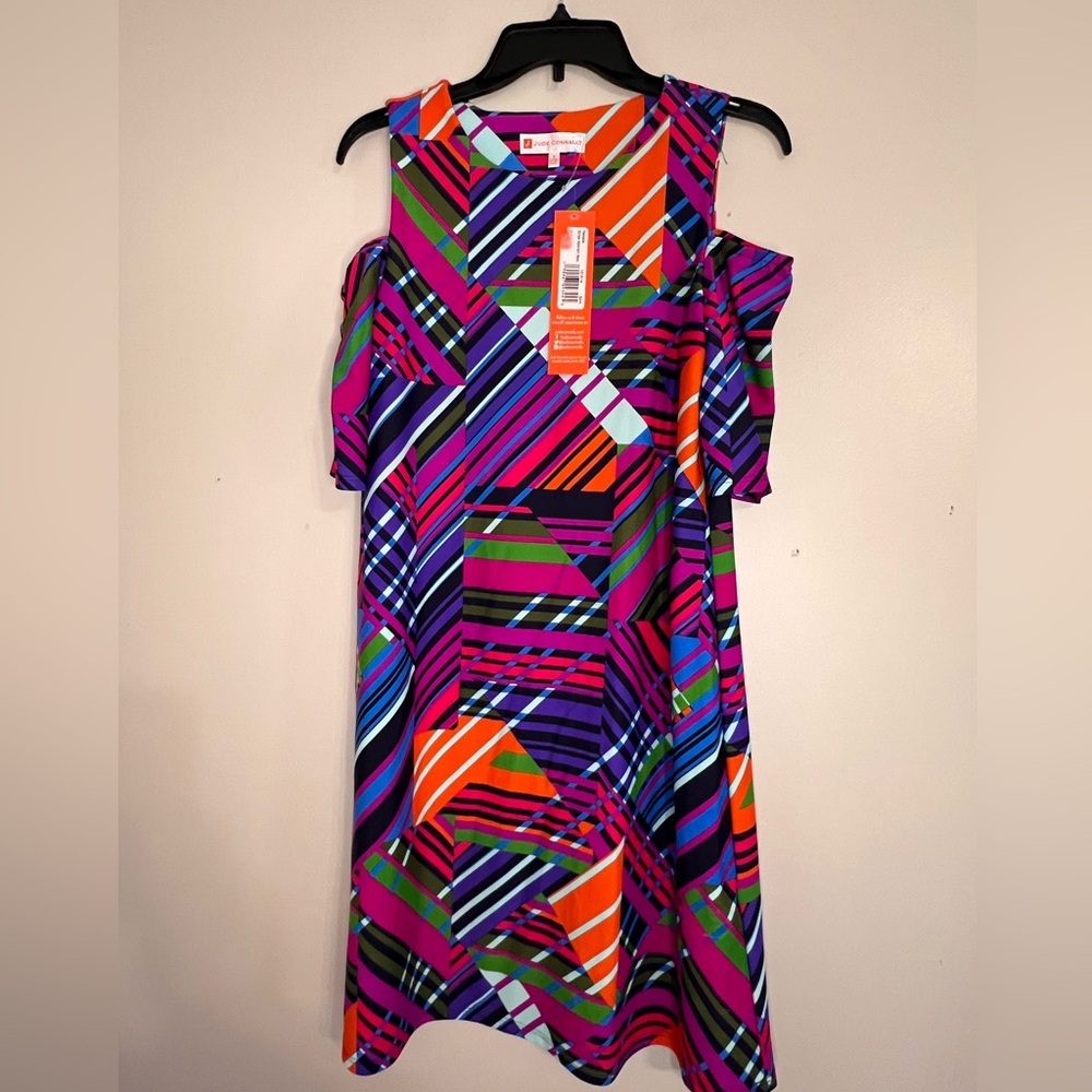 Jude Connally Geometric Cold-Shoulder Dress – NWT